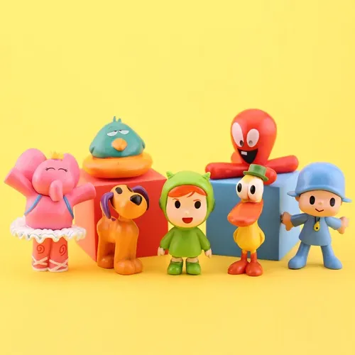 7 teile/satz kawaii pocoyo Tier Spielzeug Vogel Ente Elefant Puppe Spielzeug Modell Szene Ornamente