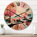 Designart "Colorful Mid Century Abstract Landscapes" Mid-century Oversized Wood Wall Clock