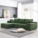 Chenille Fabric Modular Sectional Living Room Sofa Set, 2 PC Reversible Sofa chaise with Square Arms and Two Pillows