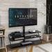 Height Adjustable Swivel TV Stand with Black Tempered Glass Shelves, Fits 32-65 inch TVs, VESA Compatible, Wire Management