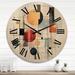 Designart "Colorful Mid Century Geometry Patchwork I" Abstract Collages Oversized Wood Wall Clock