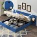 Queen/Full Size Storage Upholstered Hydraulic Platform Bed with 2 Shelves, 2 Lights and USB