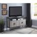 Samiya Industrial Style TV Stand in Gray Oak & Black Finish, MDF and Metal Construction, Storage Shelves, 52"L X 18"W X 33"H