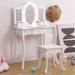 Girls Vanity Table with Tri-Folding Mirror, Light,Stool & Drawer