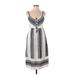Universal Thread Casual Dress - A-Line Scoop Neck Sleeveless: Gray Print Dresses - Women's Size X-Small