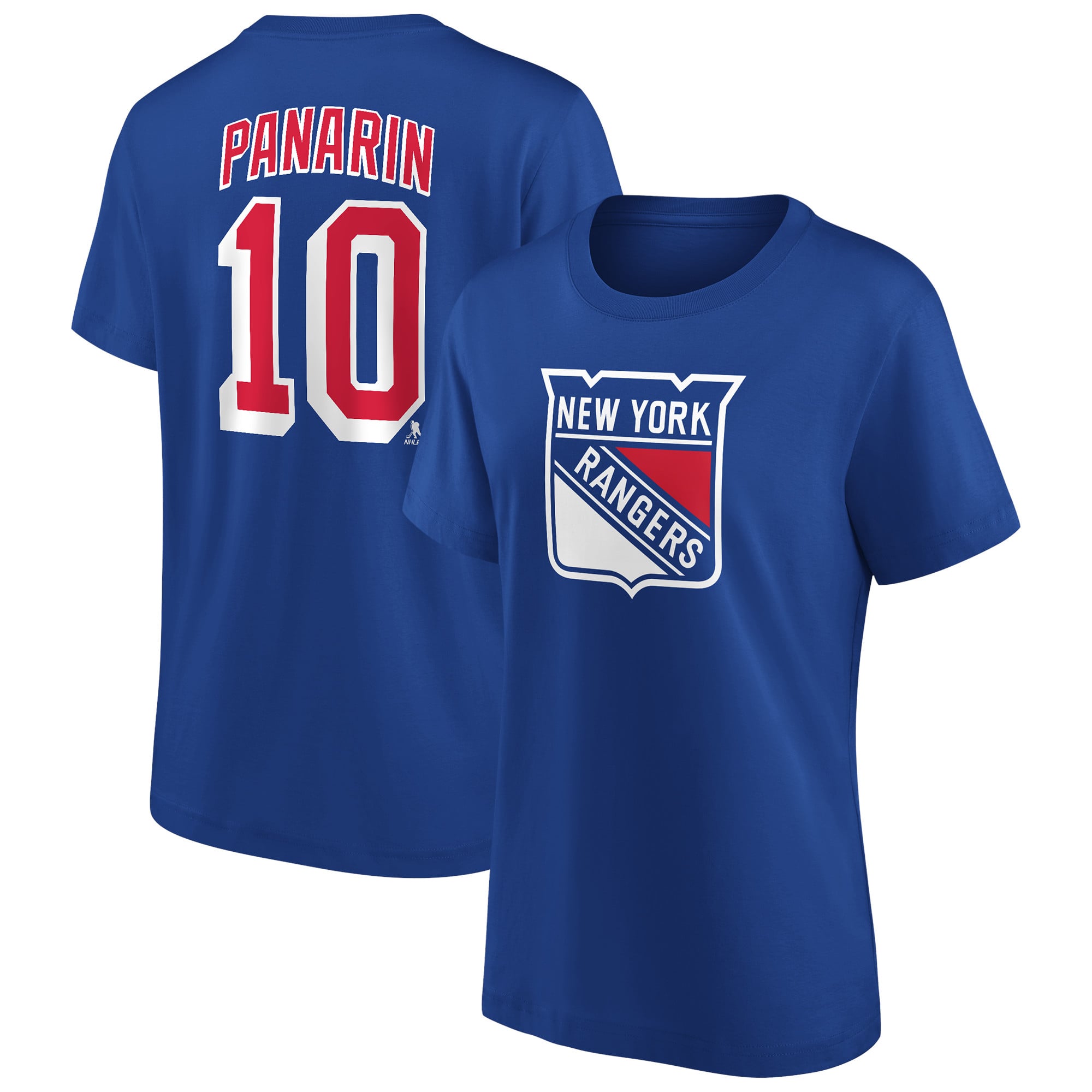 New York Rangers Namens- und Nummern-Grafik-T-Shirt – Panarin 10 – Damen
