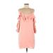 Alice & Trixie Casual Dress - Shift V Neck 3/4 sleeves: Pink Solid Dresses - Women's Size Medium