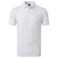 FootJoy Glass Print Lisle Golf Polo Shirt - White