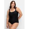 Badeanzug SHEEGO "Große Größen", Damen, Gr. 48, Cup C, schwarz, Polyamid, Xtra Life LYCRA, unifarben, Badeanzüge, mit dekorativem Rückenausschnitt