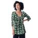 Plus Size Women's Twisted Knot-Front Tunic by ellos in Black Green Leaf Print (Size 5X)