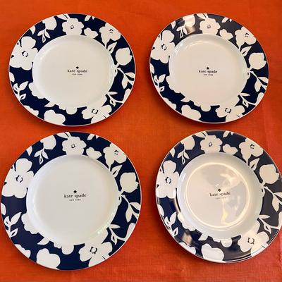 Kate Spade New York Dining | Kate Spade New York For Lenox Nwt Set/4 Primrose Drive Floral Cobalt 9” Plates | Color: Blue/White | Size: 9” Accent Plate