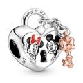 Disney Jewelry | Mickey & Minnie Heart Charm | Color: Black/Silver | Size: Os