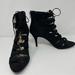 Jessica Simpson Shoes | Jessica Simpson Mihiri Black Suede Ghillies Peep Toe Pump Bootie 4" Heel Size 12 | Color: Black | Size: 12