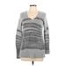 Simply Vera Vera Wang Pullover Sweater: Gray Stripes Tops - Women's Size Large