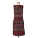 Chetta B Casual Dress - Sheath Crew Neck Sleeveless: Red Color Block Dresses - Women's Size 4