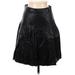 Faux Leather Midi Skirt Calf Length: Black Solid Bottoms - Women's Size Medium