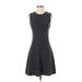 Theory Casual Dress - A-Line Crew Neck Sleeveless: Black Print Dresses - Women's Size P