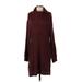 Z Supply Casual Dress - Sweater Dress Cowl Neck Long sleeves: Burgundy Print Dresses - Women's Size Small
