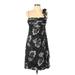 Teri Jon by Rickie Freeman Cocktail Dress - A-Line Square Sleeveless: Black Floral Dresses - Women's Size 12