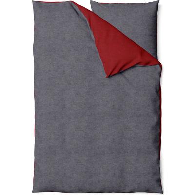 Wendebettwäsche SETEX "Feinbiber", rot (dunkelrot, dunkelgrau), B/L: 135cm x 200cm, , Biber, B/L: 80cm x 80cm, Biber, Obermaterial: 85% Baumwolle, 15% Polyester, Bettwäsche, mit Wendefunktion Image