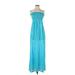 Casual Dress - Maxi: Teal Dresses - Women's Size Small