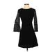 Ann Taylor Casual Dress - Sweater Dress: Black Dresses - Women's Size 0