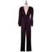 IEENA for Mac Duggal Jumpsuit V Neck 3/4 sleeves: Purple Solid Jumpsuits - Women's Size 2