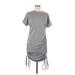 Shein Casual Dress - Shift Crew Neck Short sleeves: Gray Print Dresses - Women's Size Medium