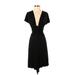 Mason Casual Dress - A-Line Plunge Short sleeves: Black Print Dresses - Women's Size P
