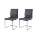 Orren Ellis Melvin Grey & Chrome Side Chair w/ Sled Base Faux Leather/Upholstered/Metal in Gray | 37.5 H x 17.5 W x 23.5 D in | Wayfair