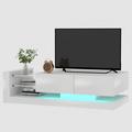 Wrought Studio™ TV Console w/ Storage Cabinets, Full RGB Color 31 Modes Changing Lights Remote RGB LED TV Stand, Modern Entertainment Center (Black | Wayfair