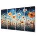 Red Barrel Studio® Blue Dandelion Floral Symphony III - Floral Metal Wall Decor Set Metal in Blue/Green/Orange | 28 H x 48 W x 1 D in | Wayfair