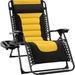 Arlmont & Co. Oversized Padded Zero Gravity Chair, Folding Outdoor Patio Recliner W/Side Tray - Light Blue/Black Metal in Black/Yellow | Wayfair