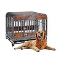 Tucker Murphy Pet™ Heavy Duty Dog Crate w/ Removable Tray & Wheels Metal in Brown | 32 H x 37.4 W x 25.6 D in | Wayfair