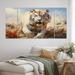 Dakota Fields White Tiger On A Vast Expanse Of Rolling Grassland I - Animals Tiger Metal Wall Decor Set Metal | 28 H x 60 W x 1 D in | Wayfair