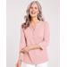 Blair Women's Three-Quarter Sleeve Knit Henley - Pink - L - Misses