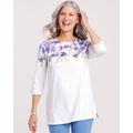 Blair Women's Three-Quarter Sleeve Floral Border-Print Tunic - White - 2XL - Womens