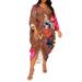 Print Cinch Waist Caftan Dress