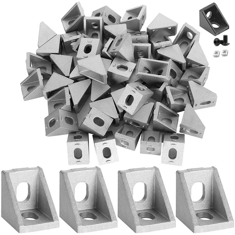 2020 Silber/Schwarz Aluminium-Profilverbinder-Set für MGN 3D-Drucker 20-Serie Aluminium-Strangpressprofile Rahmen mit 6 mm Schlitz Image