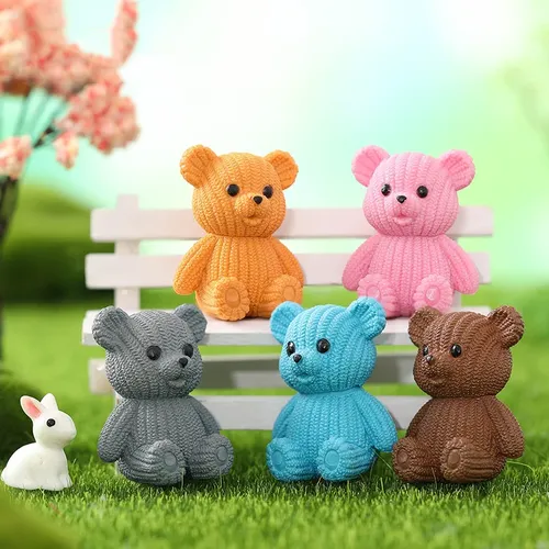 Beliebte Party Dekoration Zubehör Nette Kunststoff Teddybär Miniaturen Fee Ostern Tier Garten