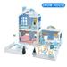 Adofi DollHouse with Colorful light DIY Dream House Girls Toys Pretend Play Toddler Doll House with 2 Stories and 3 Rooms Pretend Playhouse with Accessories Creative Gift Toy for Girls-Blue