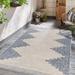 Hauteloom Djugun Outdoor Area Rug - Outside Porch Patio Rug Carpet - Waterproof Rug - Geometric - Blue Gray Beige - 2 x 2 11