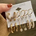 Mode Vintage Gold Farbe Perle Creolen für Frauen Mädchen Temperament geometrische runde Kreis