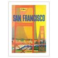 San Francisco California - The Golden Gate Bridge - Vintage Travel Poster by David Klein c.1950s - Fine Art Matte Paper Print (Unframed) 18x24in