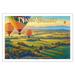 Napa Valley Wineries by Hot Air Balloon - California Vineyards Wine Country Art by Kerne Erickson - Fine Art Matte Paper Print (Unframed) 30x44in