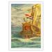 Une Belle Tradition (A Beautiful Tradition) - The Flying Dutchman - KLM Airlines - Vintage Airline Travel Poster by Joop H. van Heusden c.1950s - Fine Art Rolled Canvas Print 27in x 40in