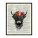 Poster Master Dictionary Art Poster - Highland Cow Print - Cow Art - Flower Art - Gift for Men Women & Animal Lover - Floral Decor for Bedroom Living Room Office or Dorm - 11x14 UNFRAMED Wall Art