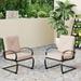 YOJFOTOOUQYUAN. Patio Spring Motion Metal Dining Chairs Set of 2 Rocking Chairs with Padded Cushion for Deck Porch Beige