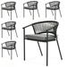 Dextrus Outdoor Wicker Chair Set of 6 Patio Dining Chairs with Beige Cushions Rope Woven Stackable Chairs Armchair - Grey