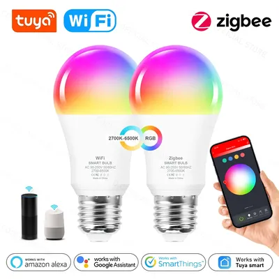 Tuya Wifi/ZigBee 3,0 Smart Bulb Alexa LED Lampe E27 RGB Smart Home Glühbirnen kompatibel mit Alexa Google Assistant Smart things